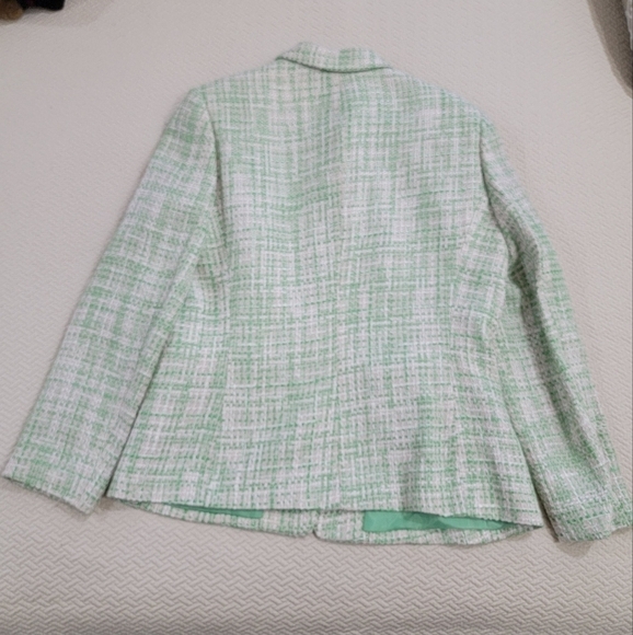 Le Suit Mint Green and Cream textured Tweed Blazer Size 10 - Picture 10 of 15